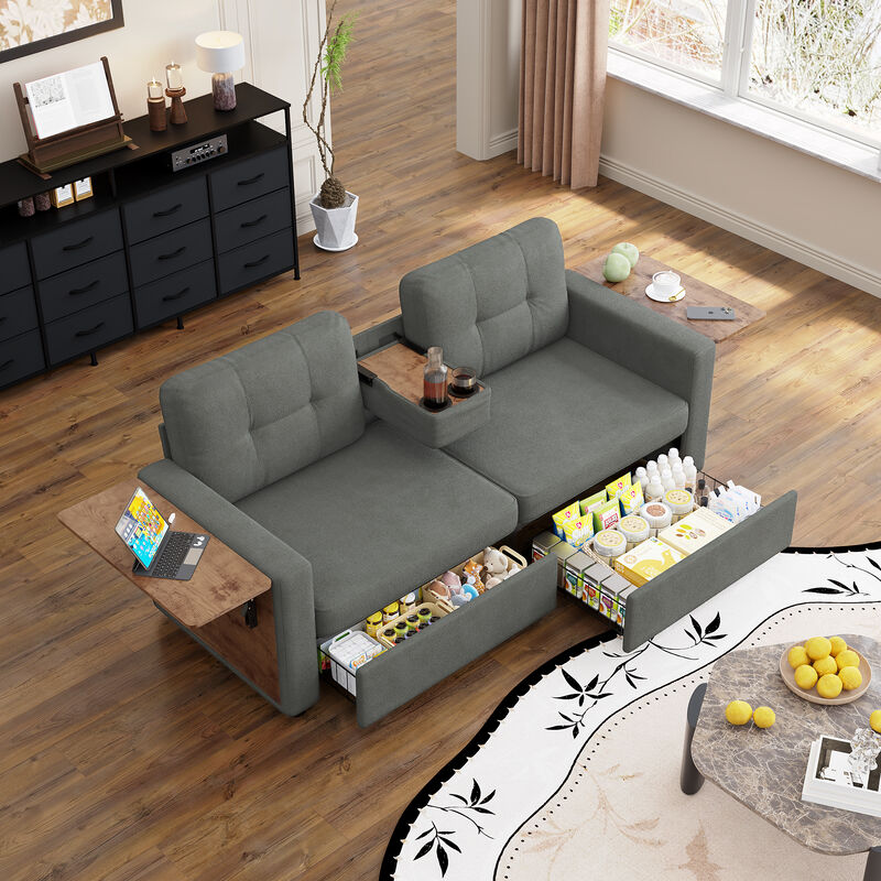 Pismeg  Pull-Out Storage Drawers Loveseat image number 1