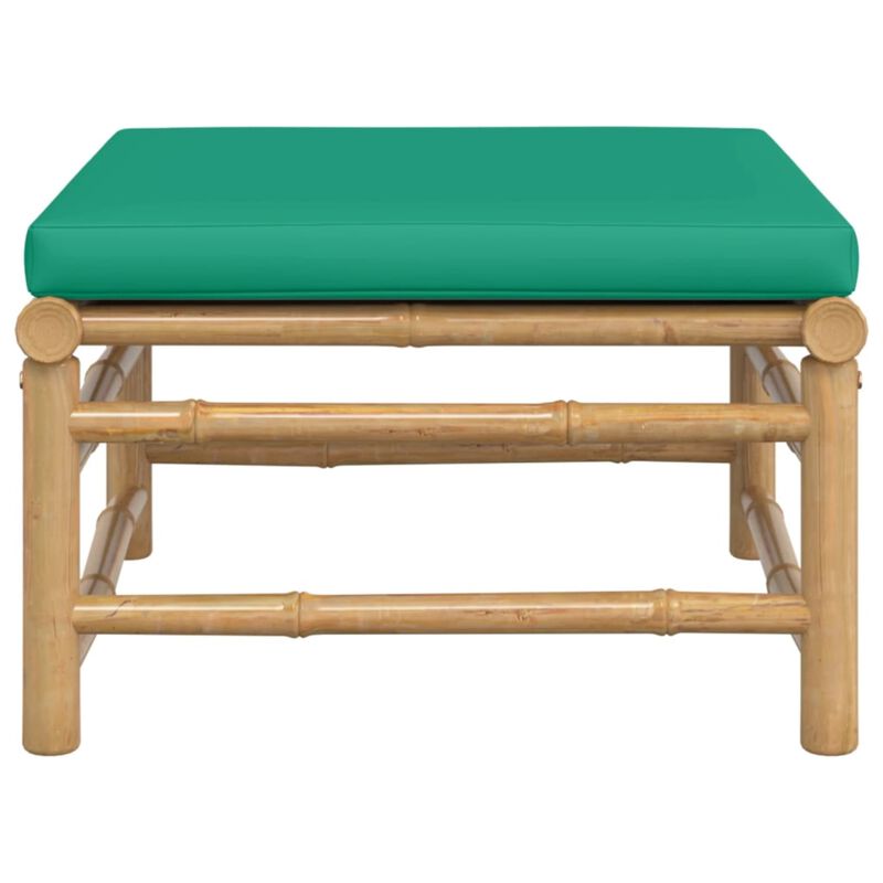 vidaXL Patio Footstool with Green Cushion Bamboo
