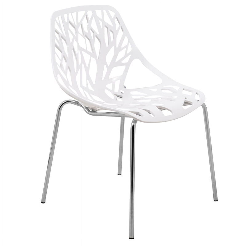 LeisureMod Modern Asbury Dining Chair w/ Chromed Legs