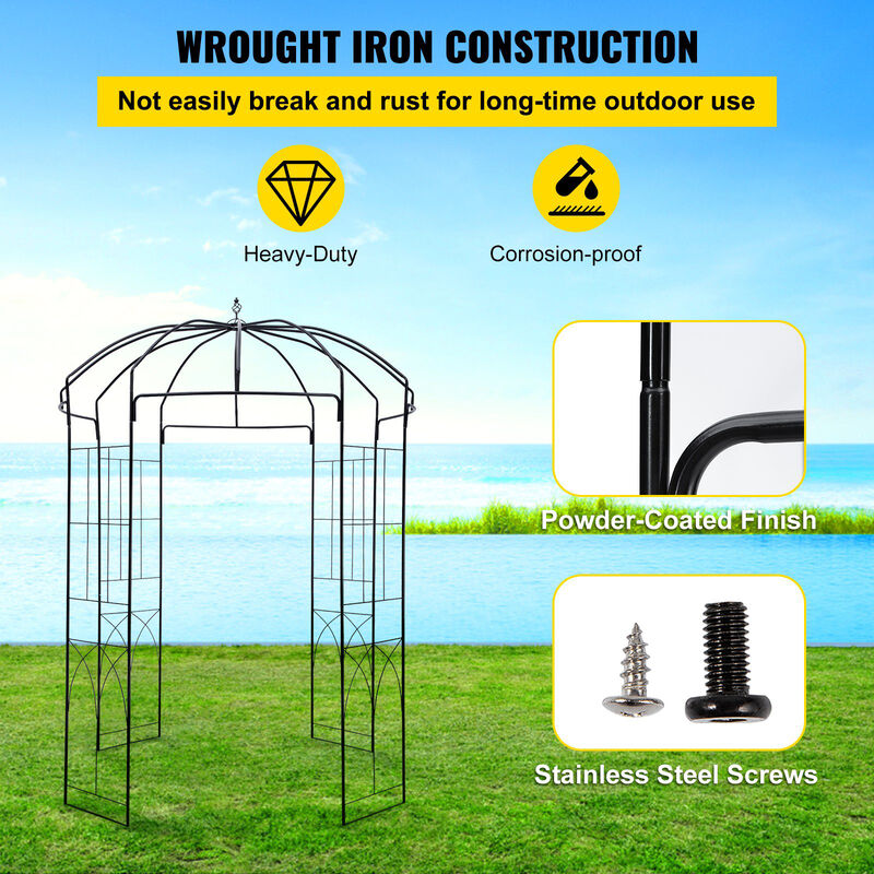 Decorative Birdcage Wedding Arch &ndash; Heavy Duty Wrought Iron Arbor for Climbing Plants in Garden or Lawn