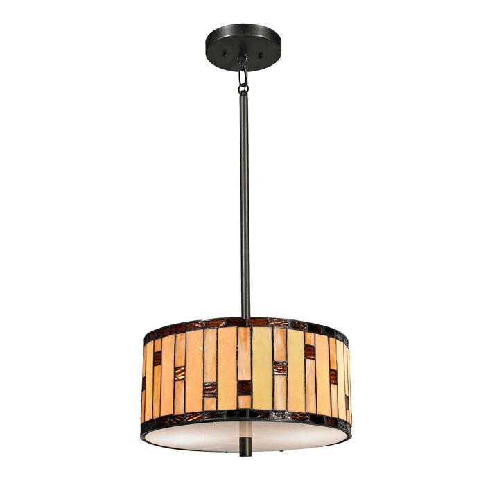 48" Black and Beige Contemporary Hanging Pendant Light Fixture