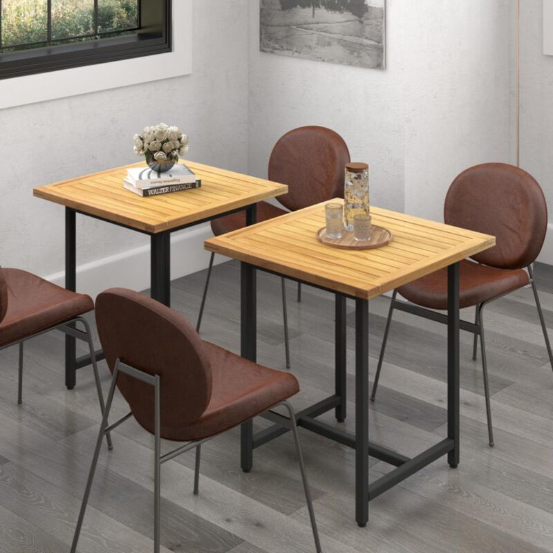 Hivvago Indoor Outdoor Teak Wood Slatted Tabletop Panel Board Split in 2 Square