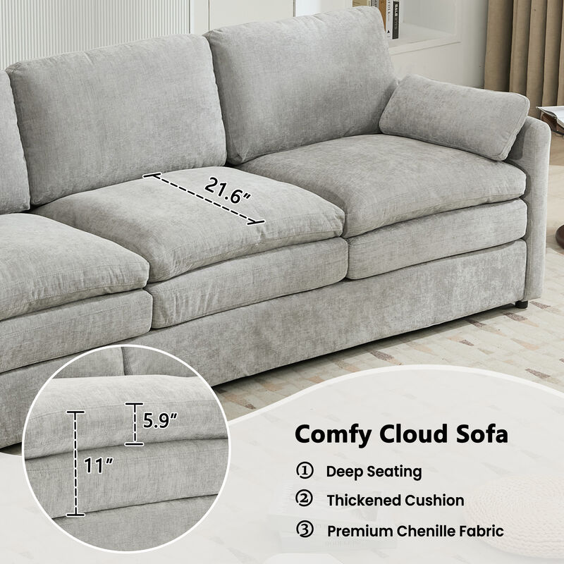 Whisen 89" Cozy 3-seater Sofa, Oversized Comfy Cloud Sofa, Double Cushion 3-seater Sofa image number 6
