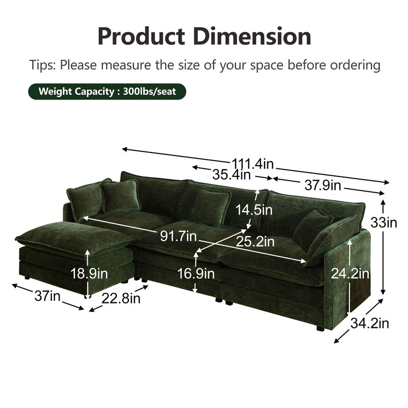 Flurn Chenille L-Shape Sectional Sofa image number 9