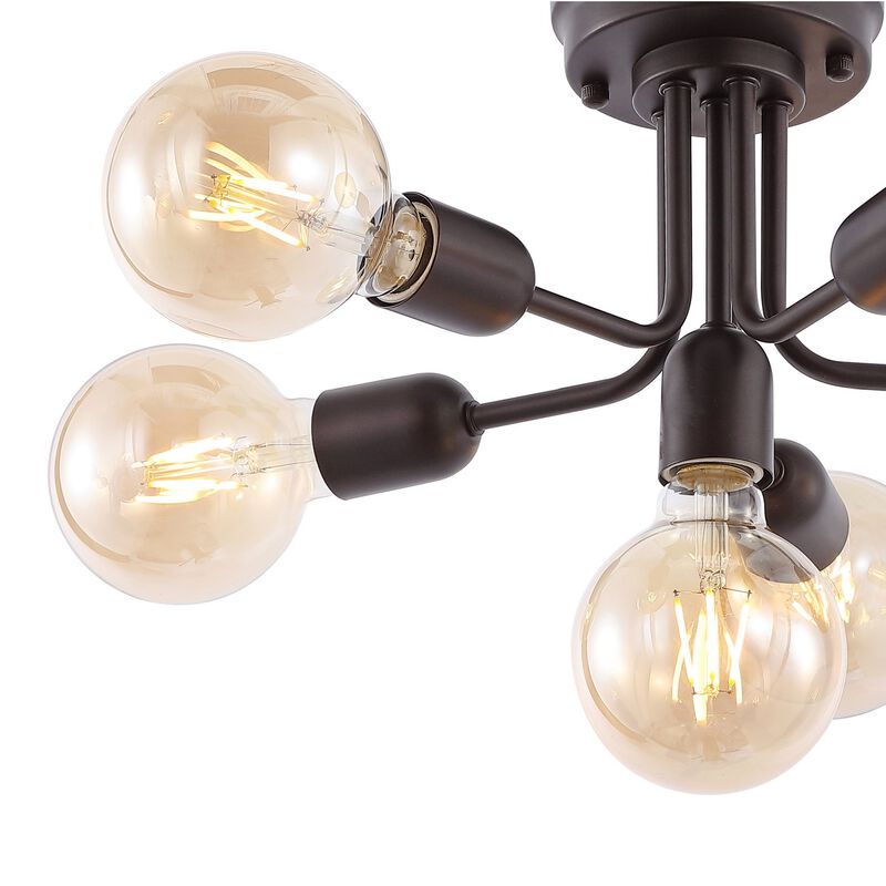 Marcel 6-Light Globe Farmhouse Modern Iron Bistro LED Semi Flush Mount