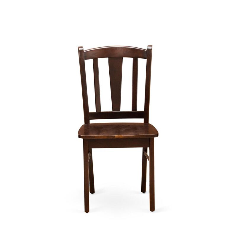 OXDL3-MAH-W - 3-Pc Dining Room Table Set- 2 Wooden Chair and Kitchen Dining Table - Wooden Seat and Slatted Chair Back - Mahogany Finish