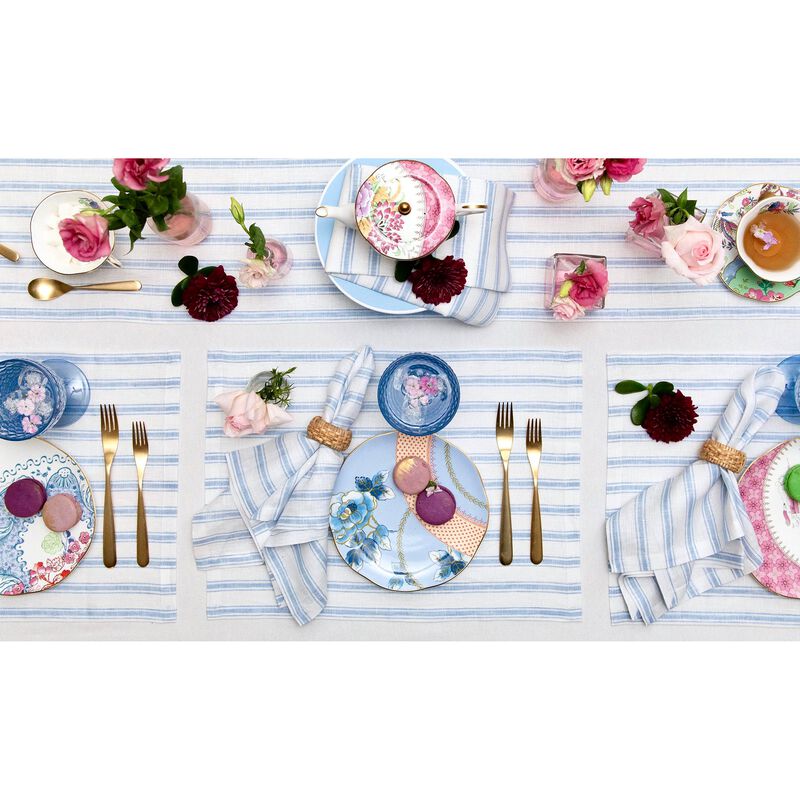 Linen Table Runner - Capri Ticking Stripe