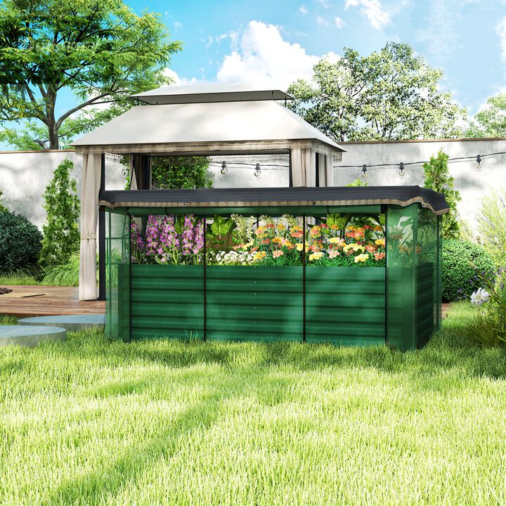 Hivvago Galvanized Outdoor Planter with Cage