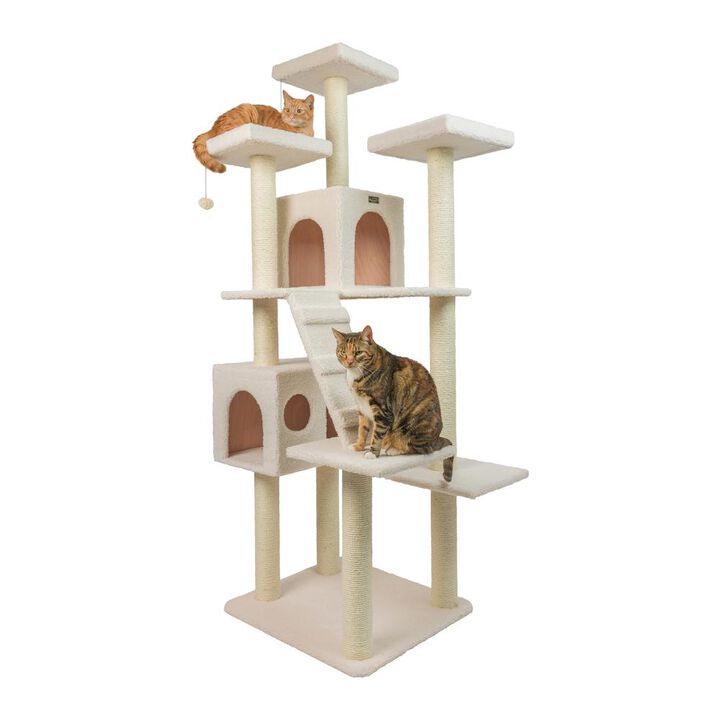 Armarkat Real Wood Cat Tree In Ivory, Jackson Galaxy Approved, Multi Levels With Ramp