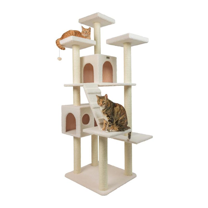 Armarkat Real Wood Cat Tree In Ivory, Jackson Galaxy Approved, Multi Levels With Ramp