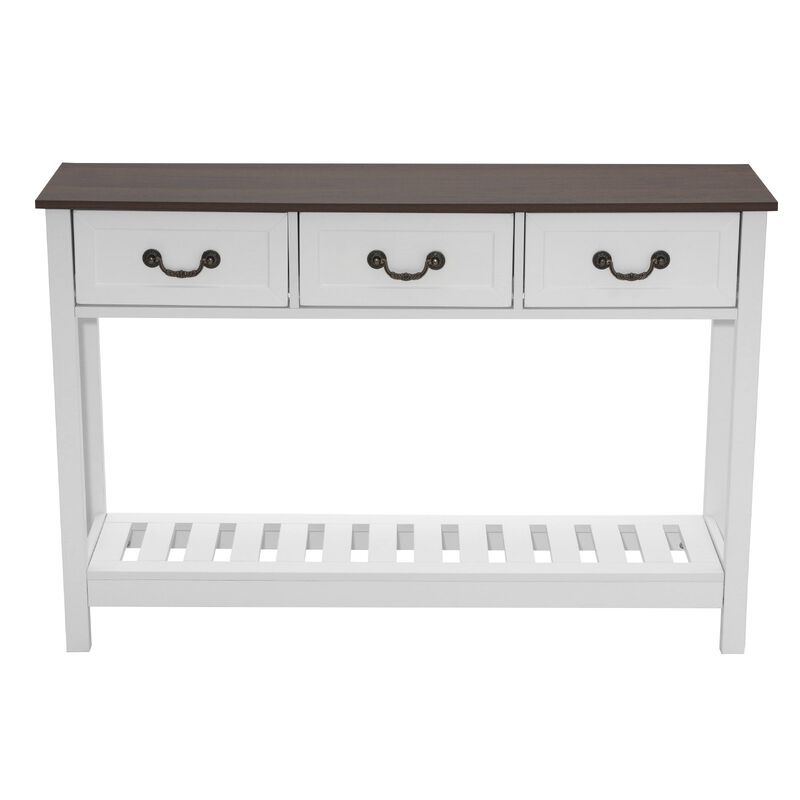 Narrow 47" Console Table Brown White for Living Room & Hallway image number 4
