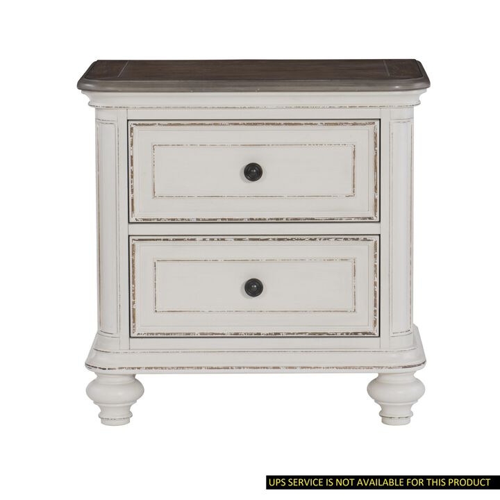 Streamdale Antique Nightstand in White and Gray