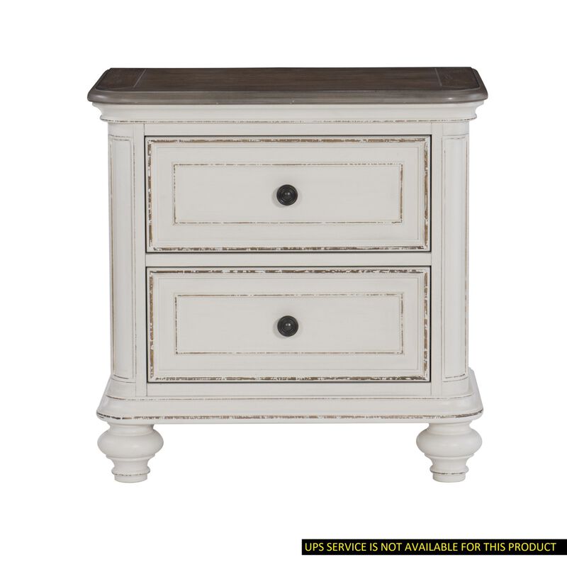 Streamdale Antique Nightstand in White and Gray
