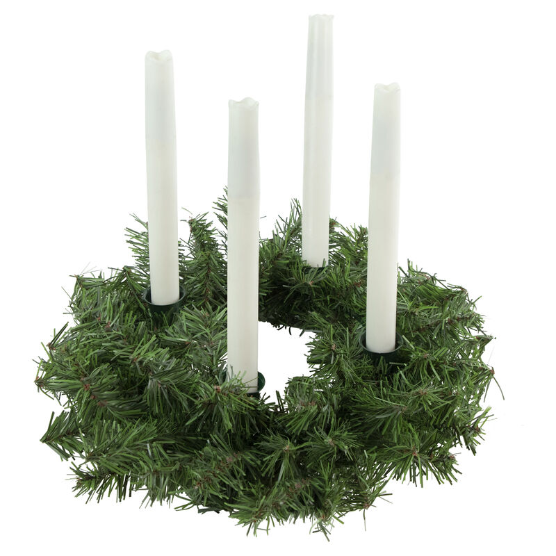 12" Two-Tone Pine Artificial Christmas Advent Candle Wreath image number 1