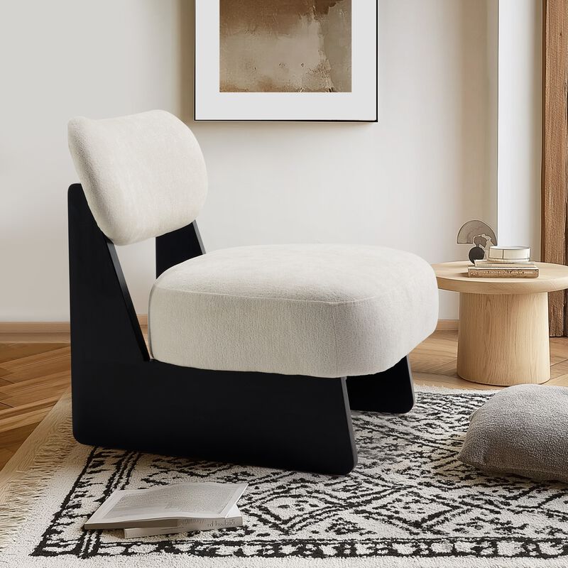 26" Beige boucle Fabric Accent Chair-25D High-Density Sponge Cushion,Modern Lounge Chair image number 2