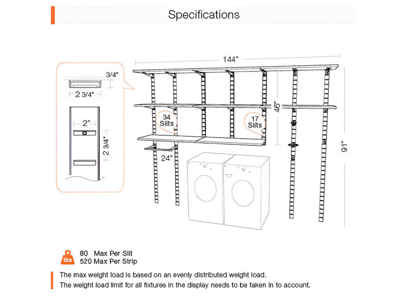 Stirdy Garage / Laundry Room / Pantry Shelving System 91" & 46" High with 8 Shelves 48" Length 20"- 22" Width + Hanging, Accessories | 6 Sections- Shelves Sold Separately