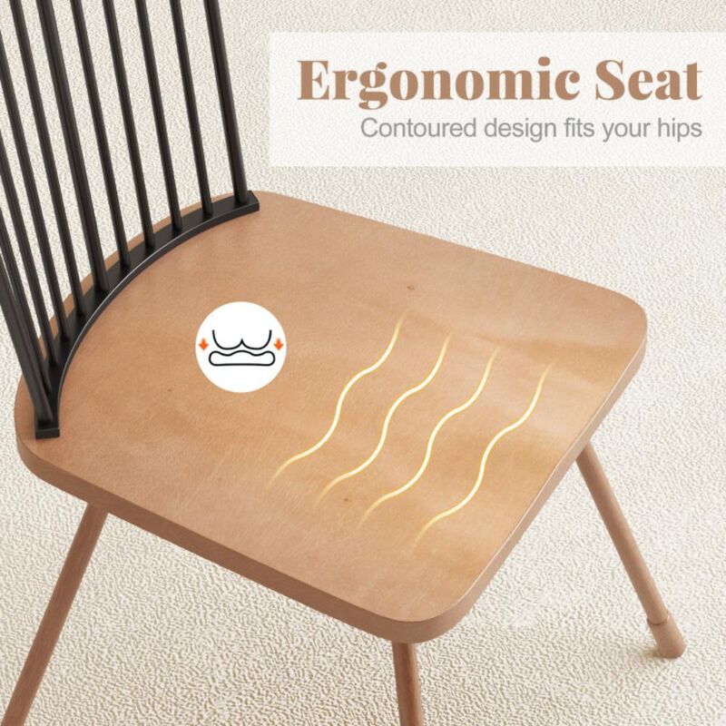 Hivvago Dining Chair with Spindle Back and Ergonomic Contoured Seat Set of 2
