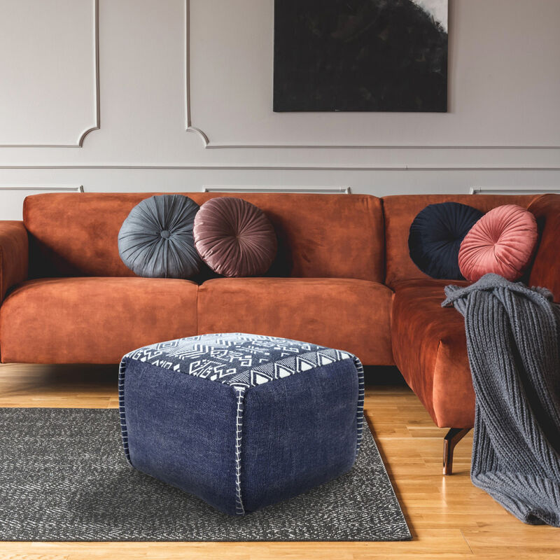 Comfortable Cotton Floor Ottoman for Living Room and Bedroom Decor