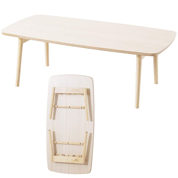 Folding Legs Table W41.3 x D20.5 x H13.8 Inches Natural White Ash and Rubber Wood Material Home and Living Coffee Table Whitewas