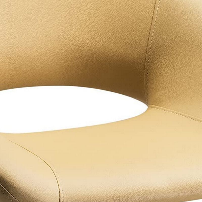 Dela 25 Inch Modern Office Chair, Vegan Faux Leather, Rolling Wheels, Beige-Benzara
