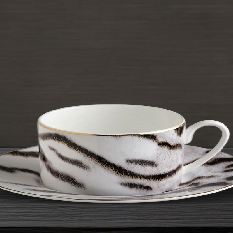 Tea Cup & Saucer TIGER Set of 2 in Luxury Box diam. 3.3", H 2.3", cap. 7.5 oz, Saucer diam. 6" image number 1