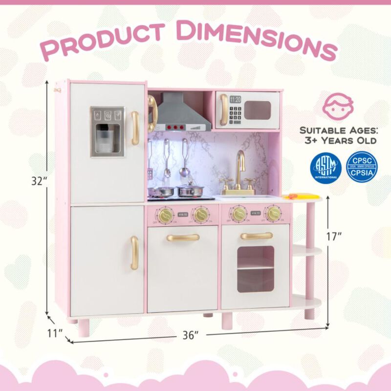 Hivvago Wooden Kitchen Playset with Ice Maker and Sounds for Ages 3+