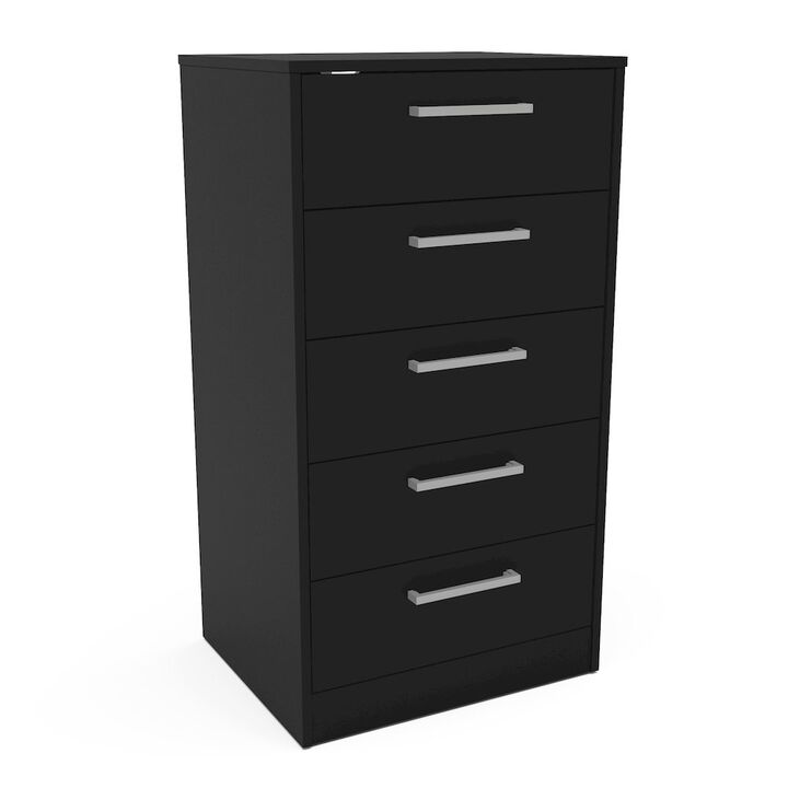 Polifurniture Juliette 5 Drawer Dresser, Black