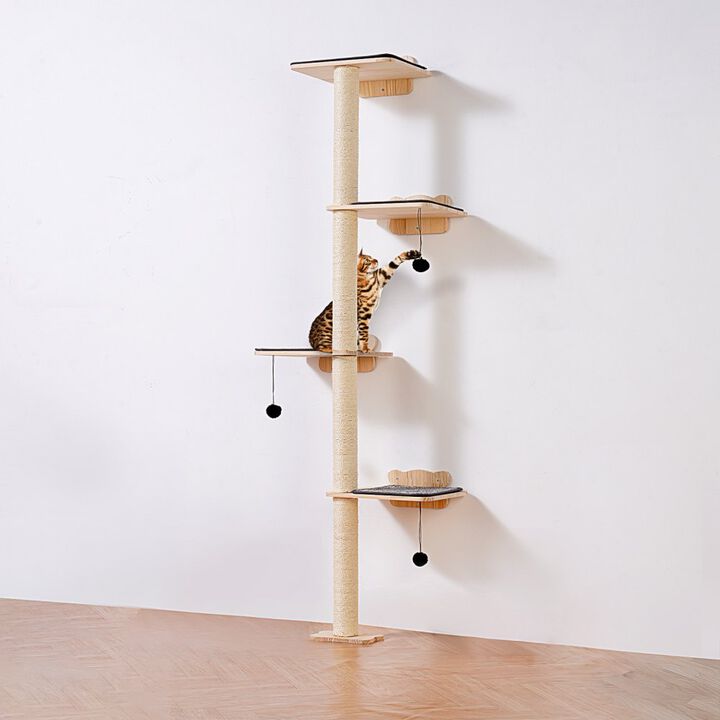Tree-Shaped Cat Wall Shelves with Platforms, Space-Saving Climbing Furniture