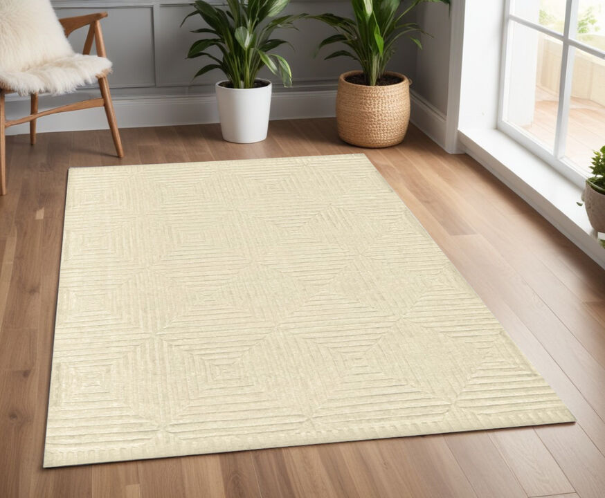 HomeRoots Wool Geometric Hand Knotted Area Rug