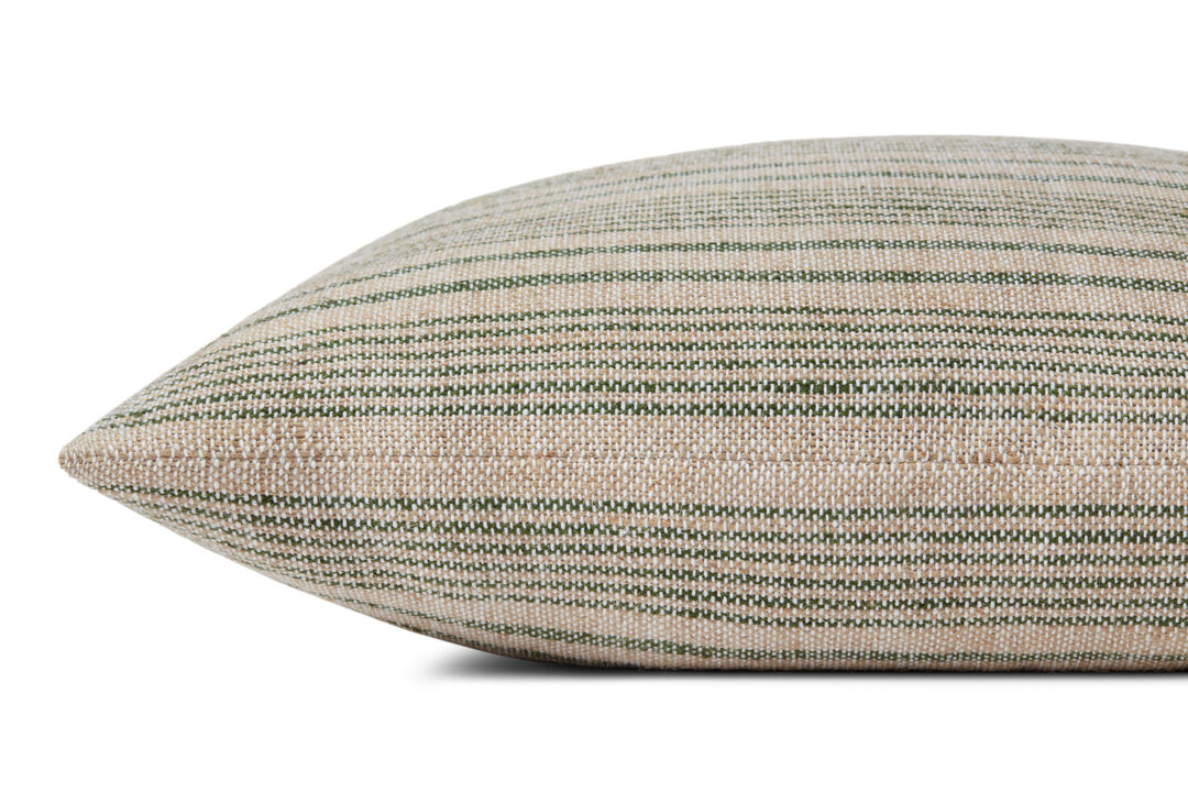 Elaine PMH0032 Beige/Sage 18''x18'' Down Pillow by Magnolia Home by Joanna Gaines x Loloi