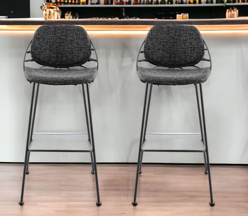 Hivvago Set of Two 30 Inch Black Steel Low Back Bar Height Bar Chairs