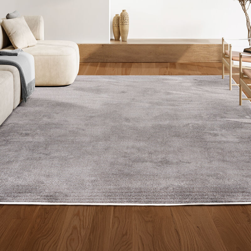 Cole Modern Minimalist Pinstripe High-Low Area Rug