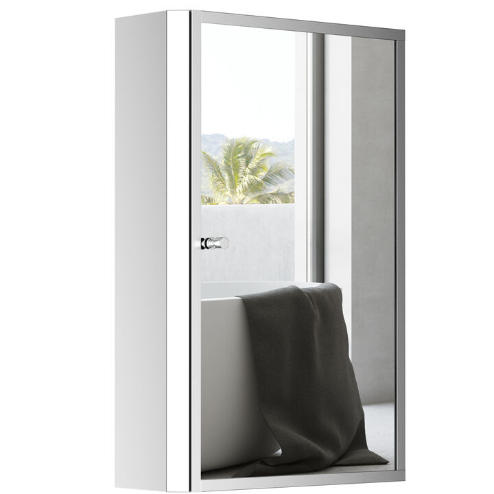 24"x16" Bathroom Mirrored Medicine Cabinet Storage 3 Shelves Stainless Steel