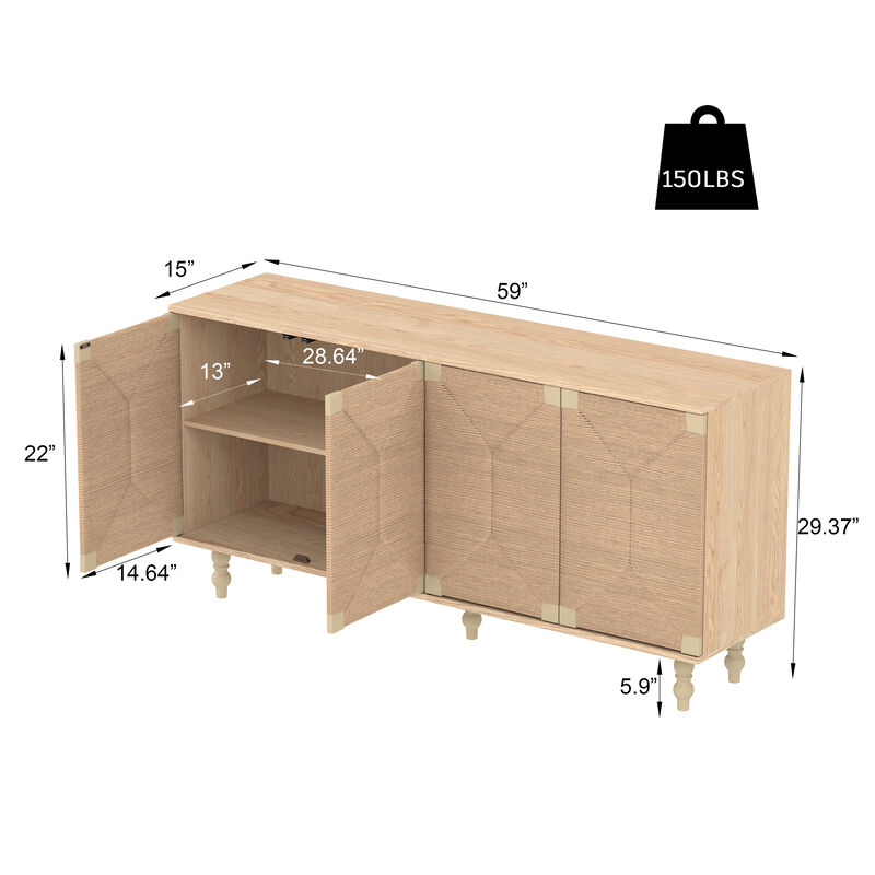 Seagrass Doors Accent Natural Sideboard image number 5