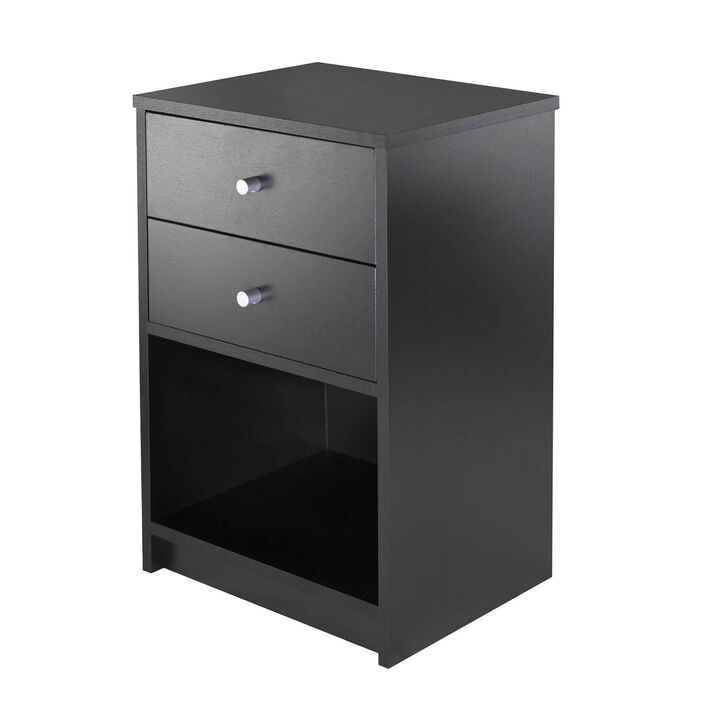 Winsome Ava Nightstand Accent Table with 2 Drawers in Black Finish