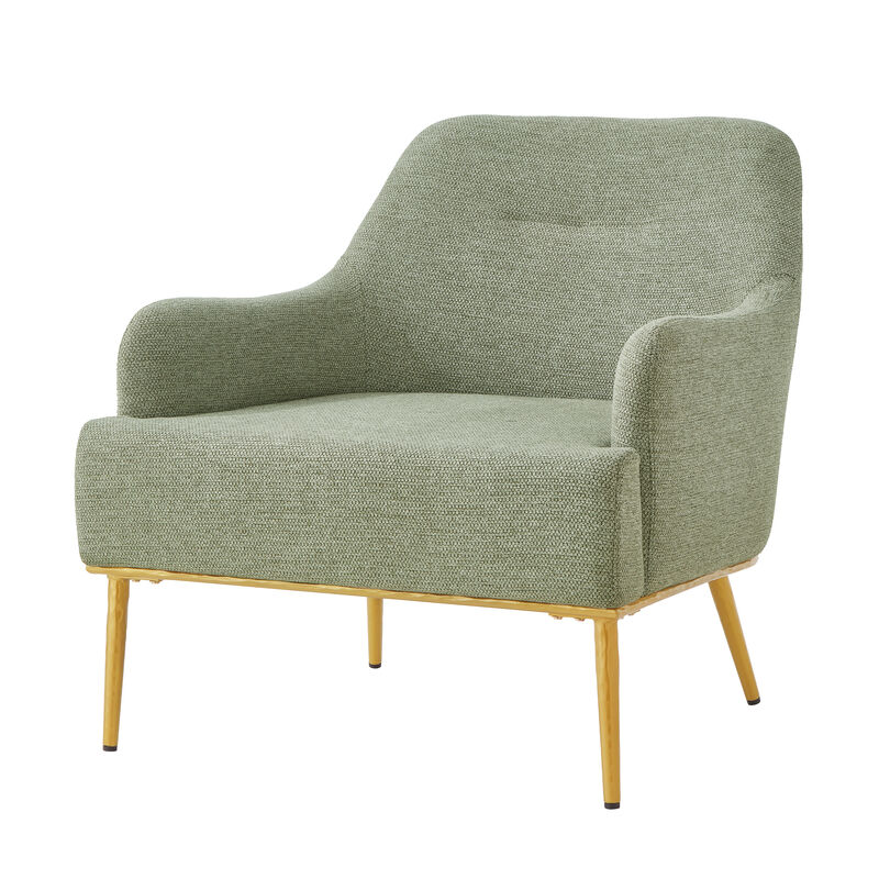 Merax Modern Curved Chenille Accent Chair with Gold Metal Legs image number 0