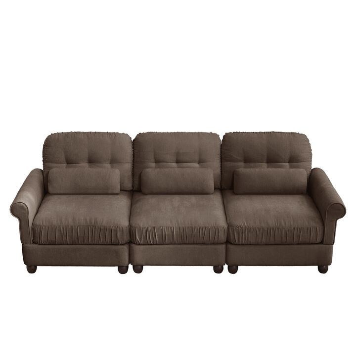 Juspep Mid Century Modern Chenille 3‑Seater Modular Sofa