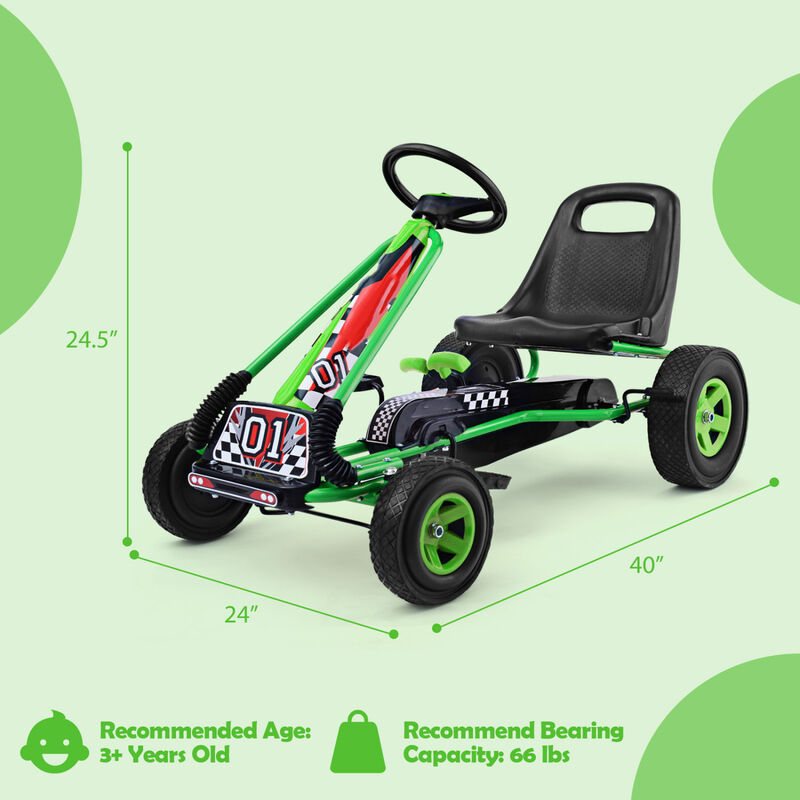 4-Wheel Kids Pedal Go-Kart Ride-On Racer Car for Outdoor Play image number 2