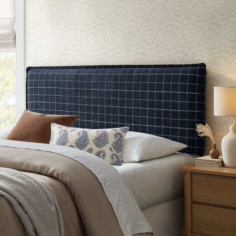 Camille Checkered Linen Blend King Size Headboard image number 6
