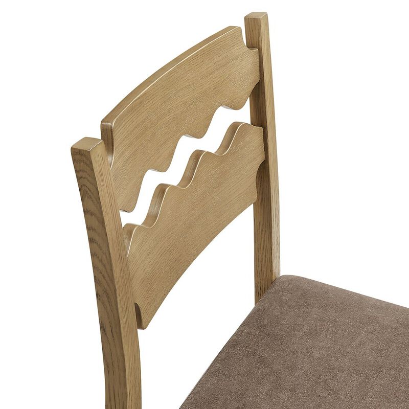 Jax Oak Wood Bar Stool With Wavy Razor Back and Cushion image number 7
