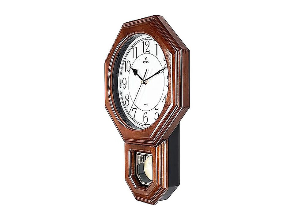 Traditional Schoolhouse Solid Wood Pendulum Wall Clock Chimes Hourly Westminster