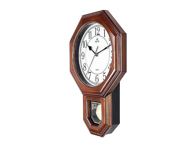 Traditional Schoolhouse Solid Wood Pendulum Wall Clock Chimes Hourly Westminster image number 1