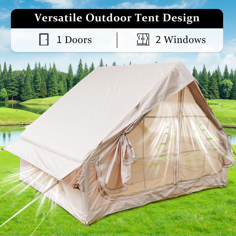 WOW PIONEER Spacious 4-6 Person Inflatable Glamping Tent - Easy Setup 4 Season Waterproof Outdoor Shelter with 12 Mesh Windows image number 3