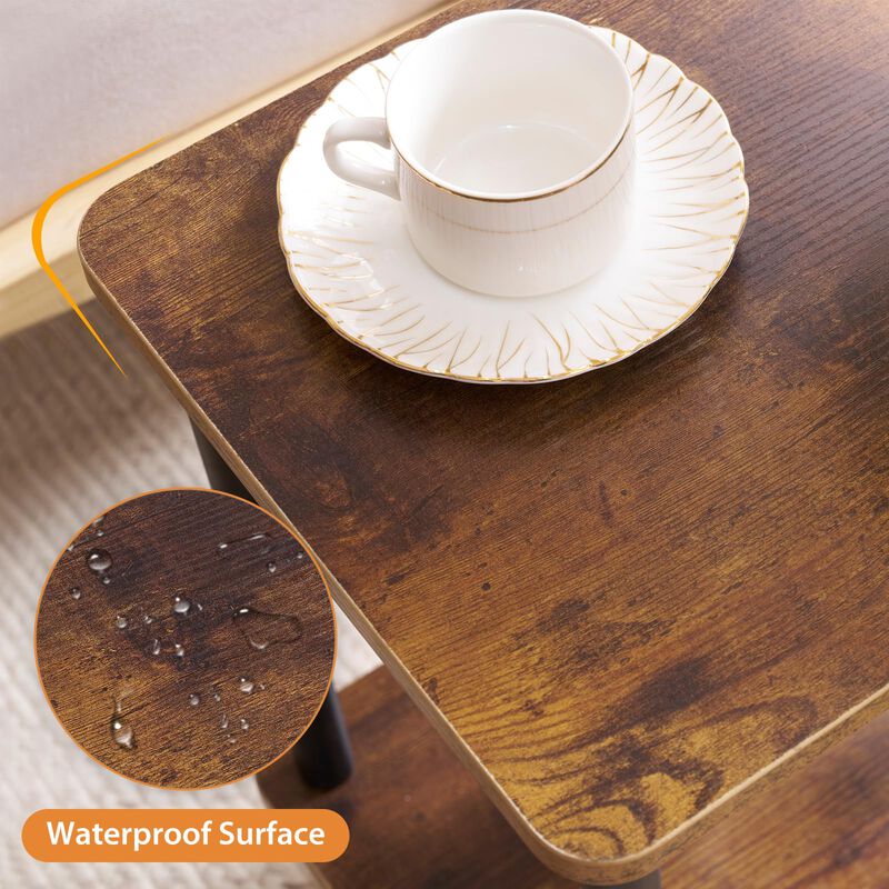 Apicizon 2 Tier End Table Set of 2, Boho Side Table with Storage Shelf, Nightstand Bedside Table for Small Spaces, Bedroom, Livi