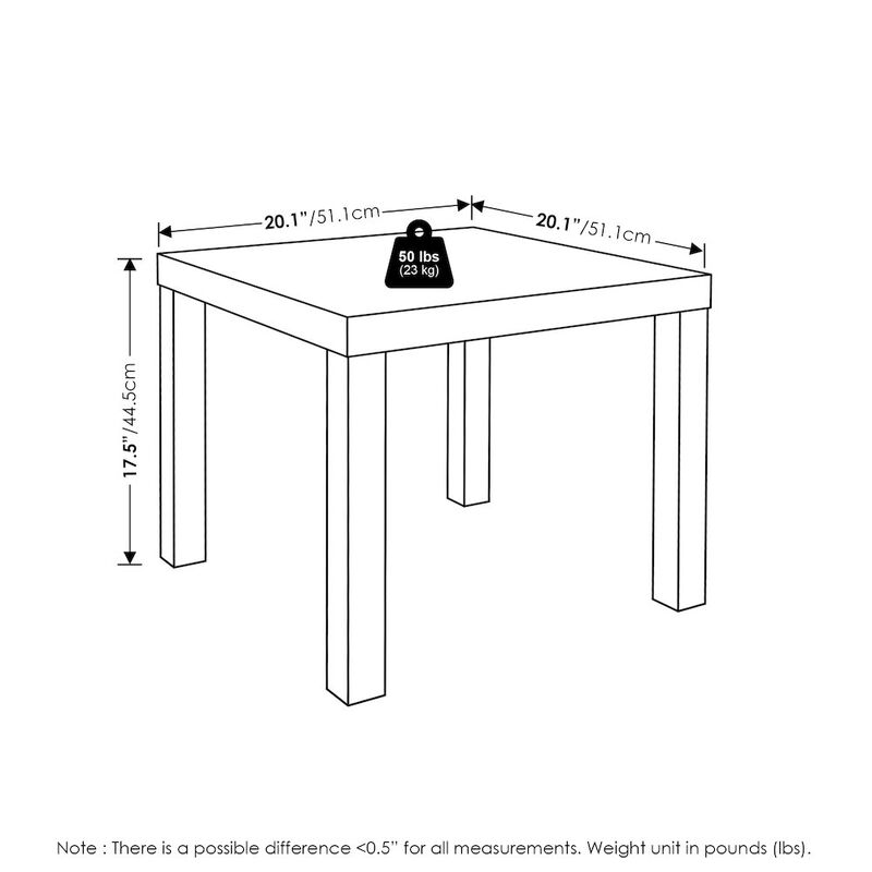 Classic Homey Square Side Table, Set of 2, Amber Pine