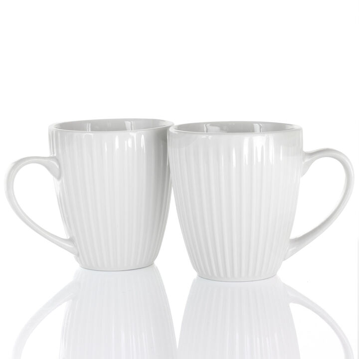Elama Elle 12 Piece Round Porcelain Mug Set in White