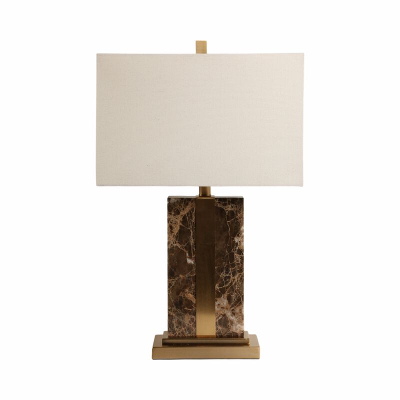 26x16" Rectangle Marble Lamp W/ Antique Brass, Bro image number 0