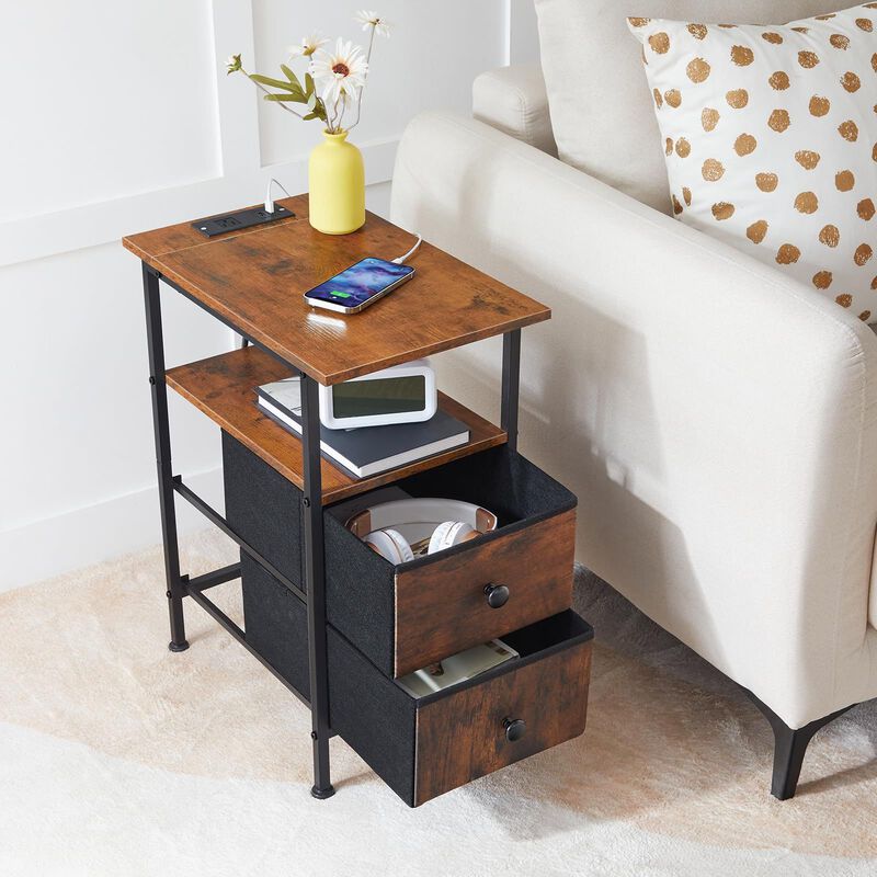 Set of 2 Side Tables with Charging Station, End Tables with Power Outlet image number 4