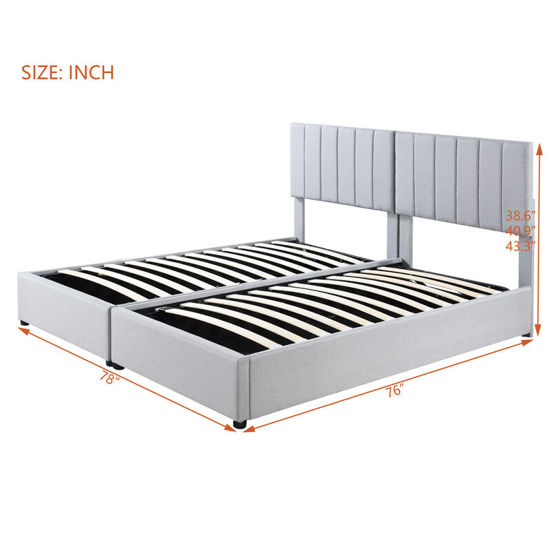 Merax Upholstered Platform Bed with Hydraulic Storage System