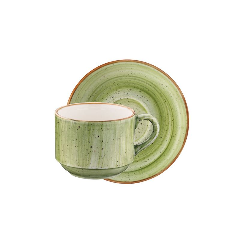 Therapy Stacking 7 oz. Coffee Cup+Saucer Set for 2